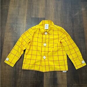 Disney Pixar Toy Story Yellow Grid Button-Up Shirt Woody Size 4